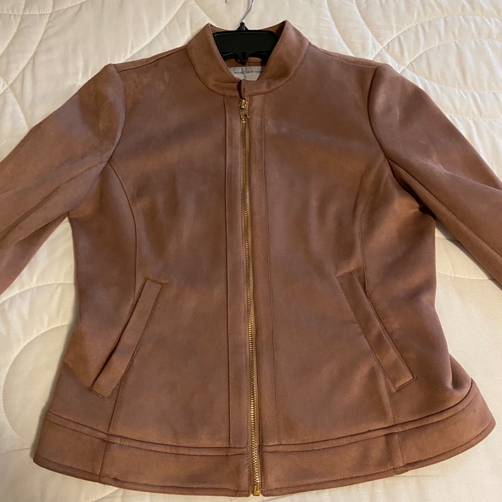 Andrew Marc | Collar-less Brown Medium Jacket